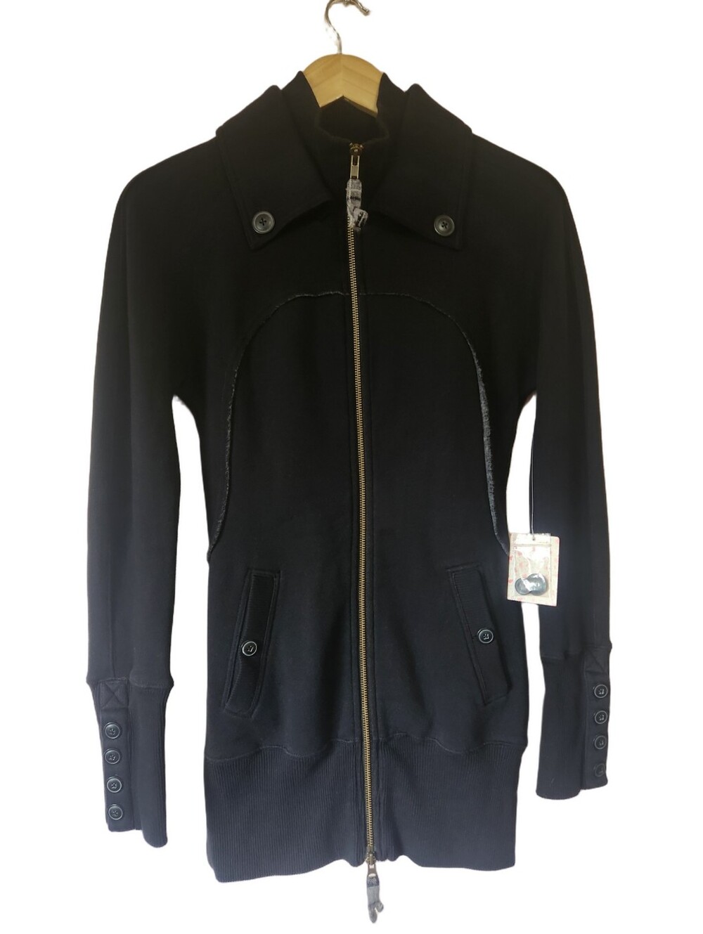 NWT Free People Stuffed Peacoat Longline Fleece Hoodie Jacket Black S Whimsigoth